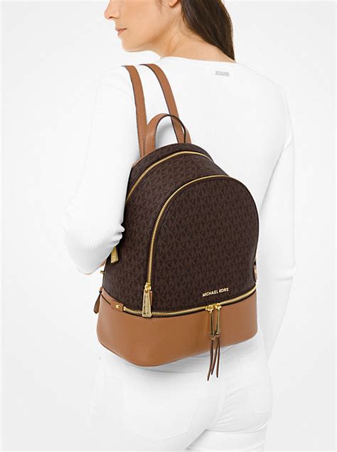 Rhea Medium Logo and Pebbled Leather Backpack 